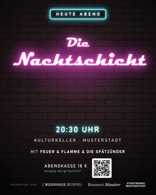 Beispielplakat im Stil Neon: Heute Abend