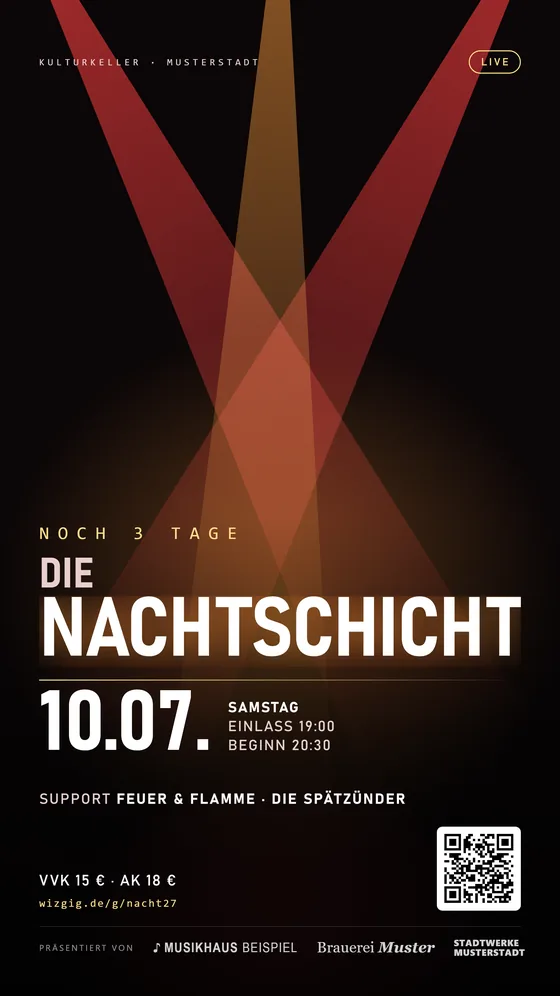 Story im Hochformat: noch 3 Tage bis zum Gig